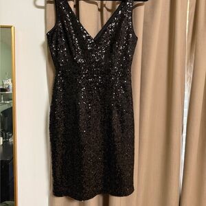 Lulu's Sparkling Black Mini Dress